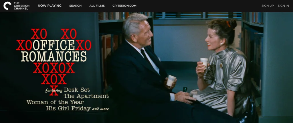 Criterion Channel homepage