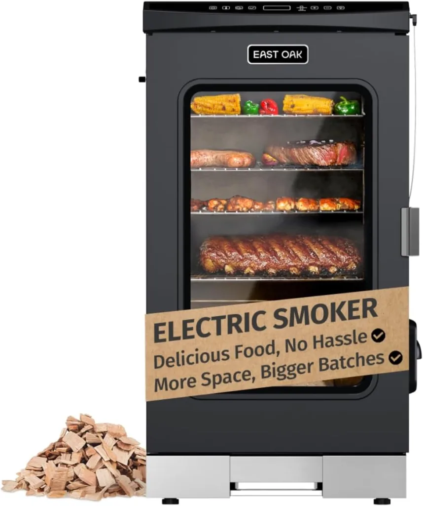 East Oak 30” Electric Smoker against a white backdrop.