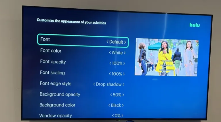Photo of Hulu subtitle settings menu