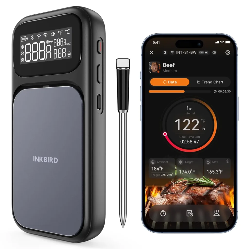 Inkbird WiFi Grill Thermometer against a white background.
