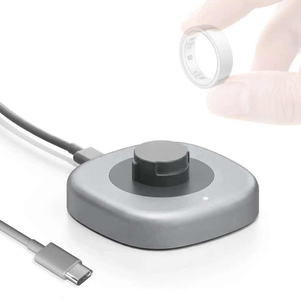 An Oura Ring Charger against a white backdrop.