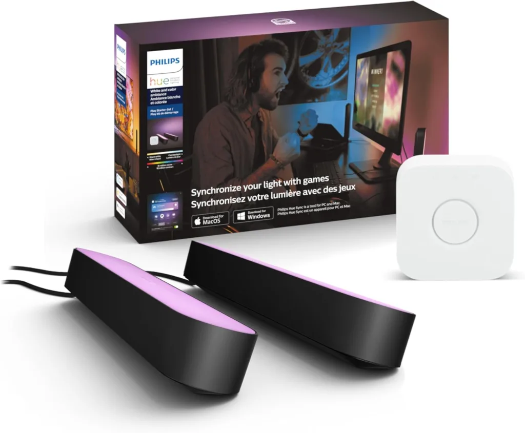 Philips Hue Starter Kit against a white backdrop.