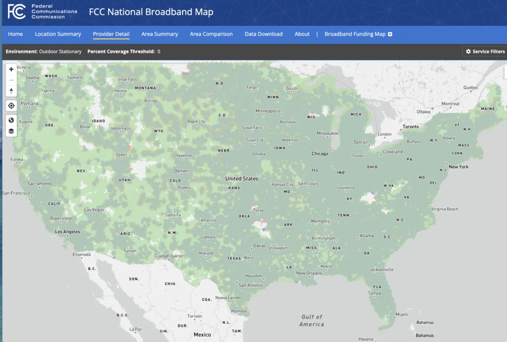 Screenshot of Verizon coverage