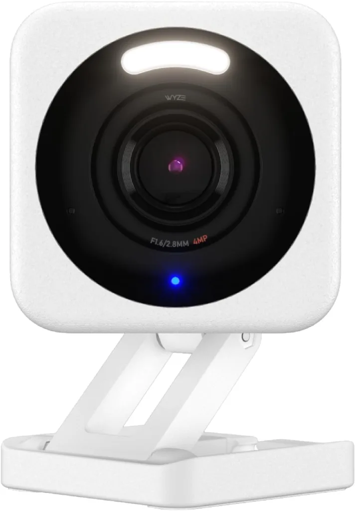 The Wyze Cam v4 against a white backdrop.