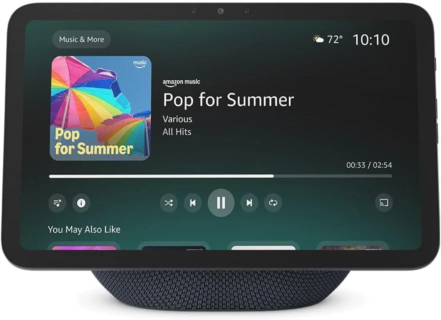 Amazon Echo Show 8 device showing music player