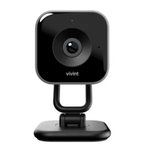 Vivint Indoor Camera Pro in black mounted on a small adjustable stand against a white background