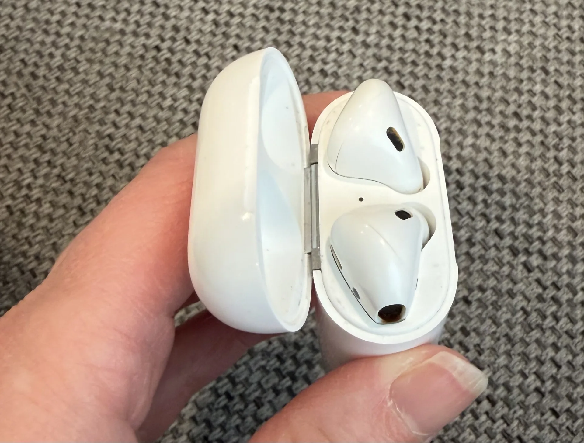 A pair of AirPods 2